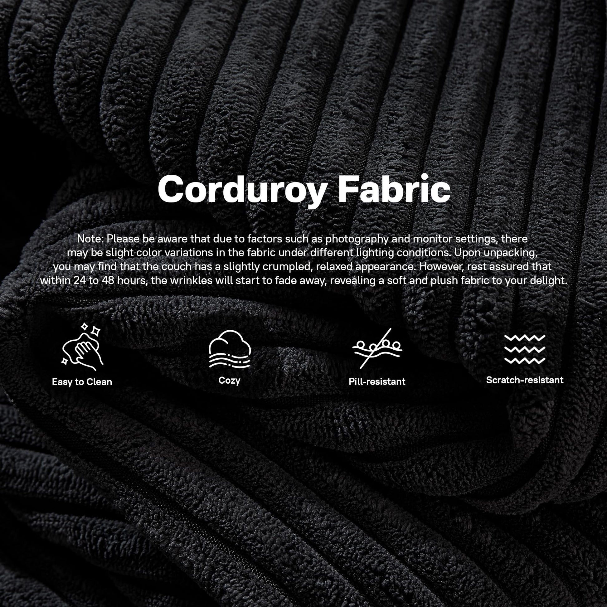 OVIOS 104" L-Shape Modular Couch with Chaise,Corduroy Fabric,No Assembly Required