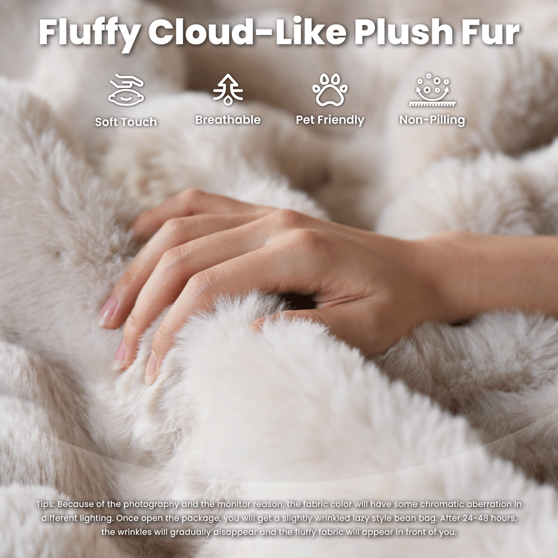 OVIOS Luxurious Fluffy Faux Fur Bean Bag Couch