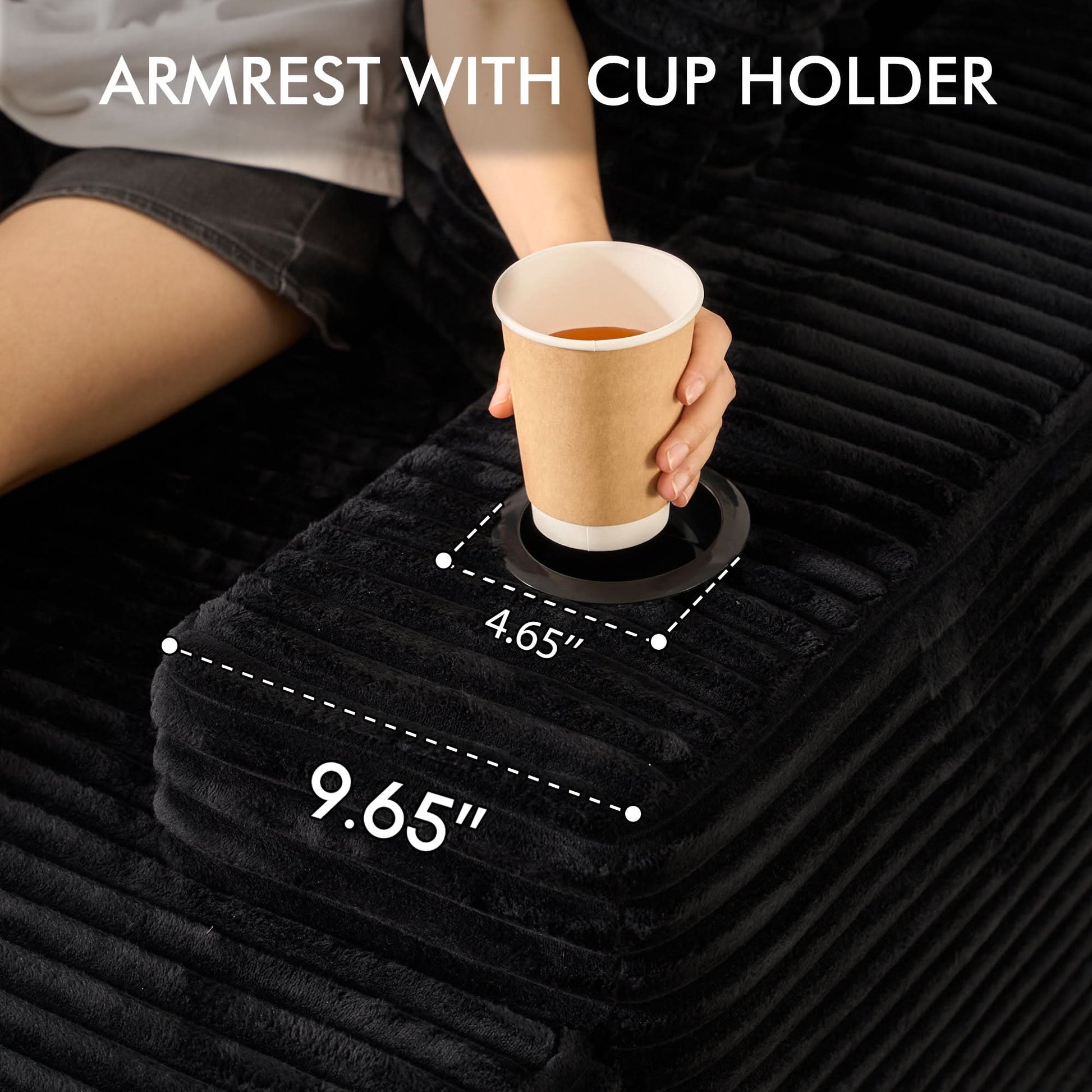 OVIOS 67'' Chaise Lounge Chair with Cup Holders