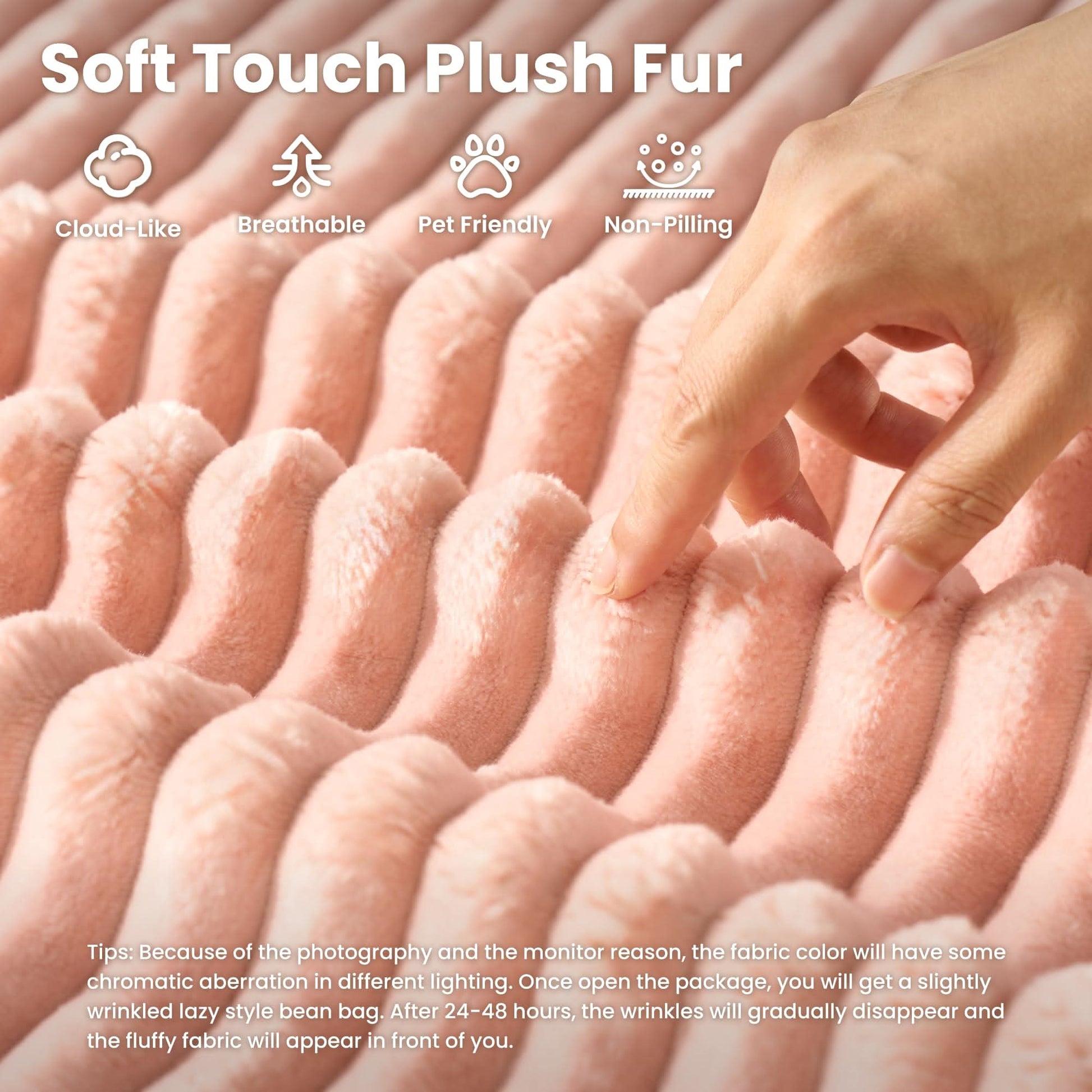 OVIOS Boneless Chaise Lounge,Luxurious Faux Fur, No Assembly Required