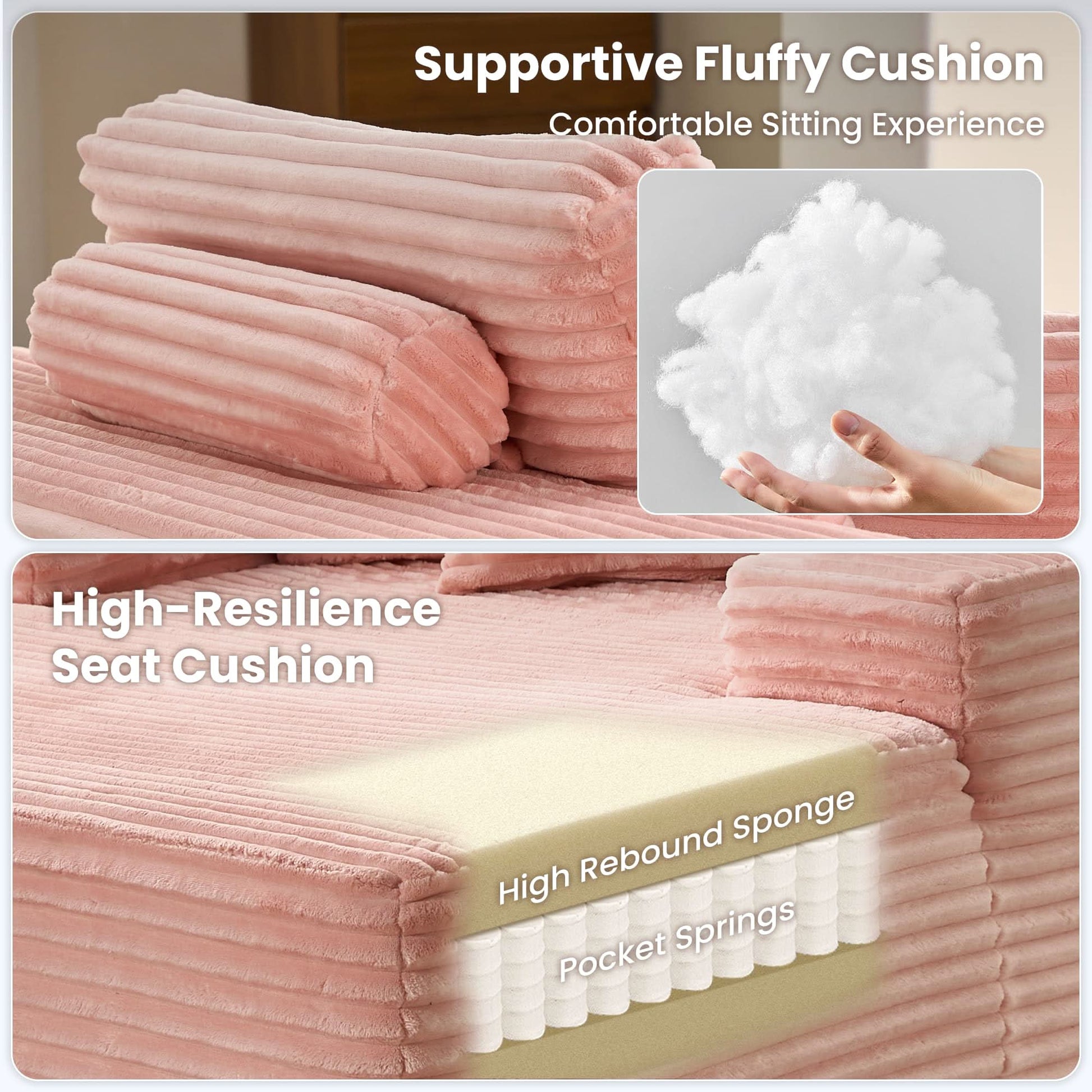 OVIOS Boneless Chaise Lounge,Luxurious Faux Fur, No Assembly Required