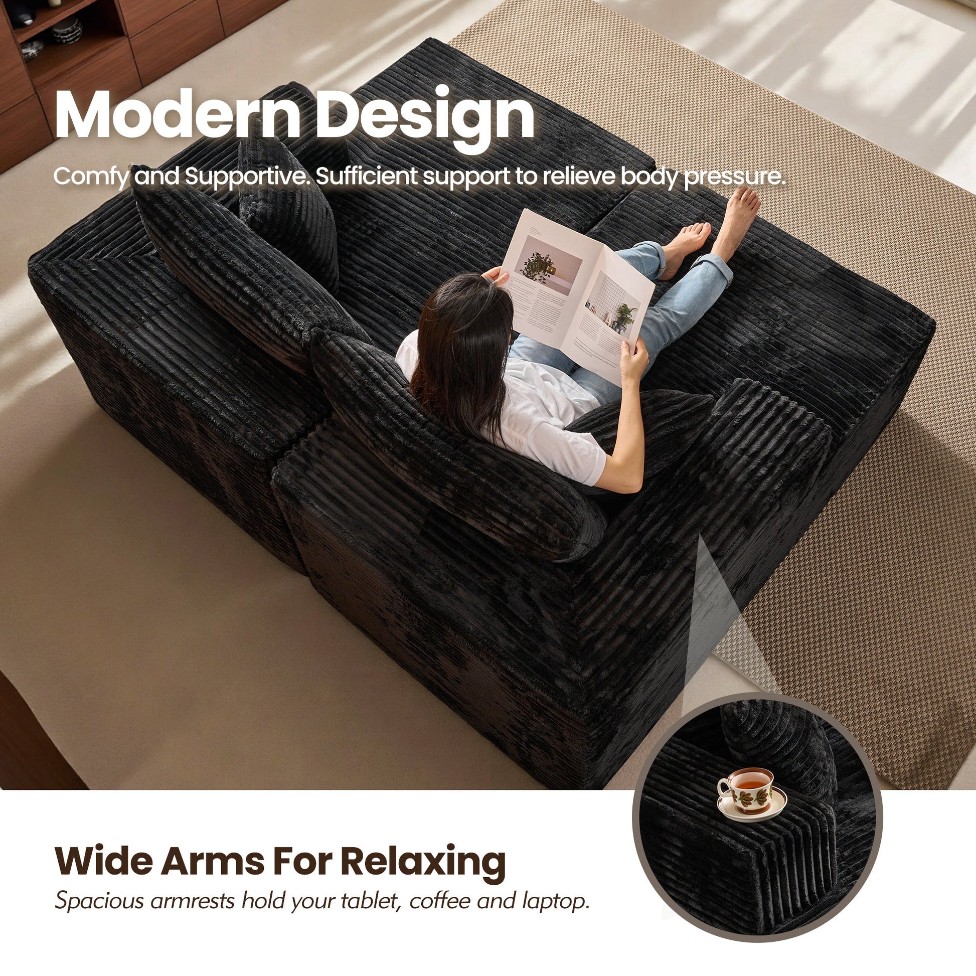 OVIOS 81" Boneless Sofa, Sleeper Couch, No Assembly Required