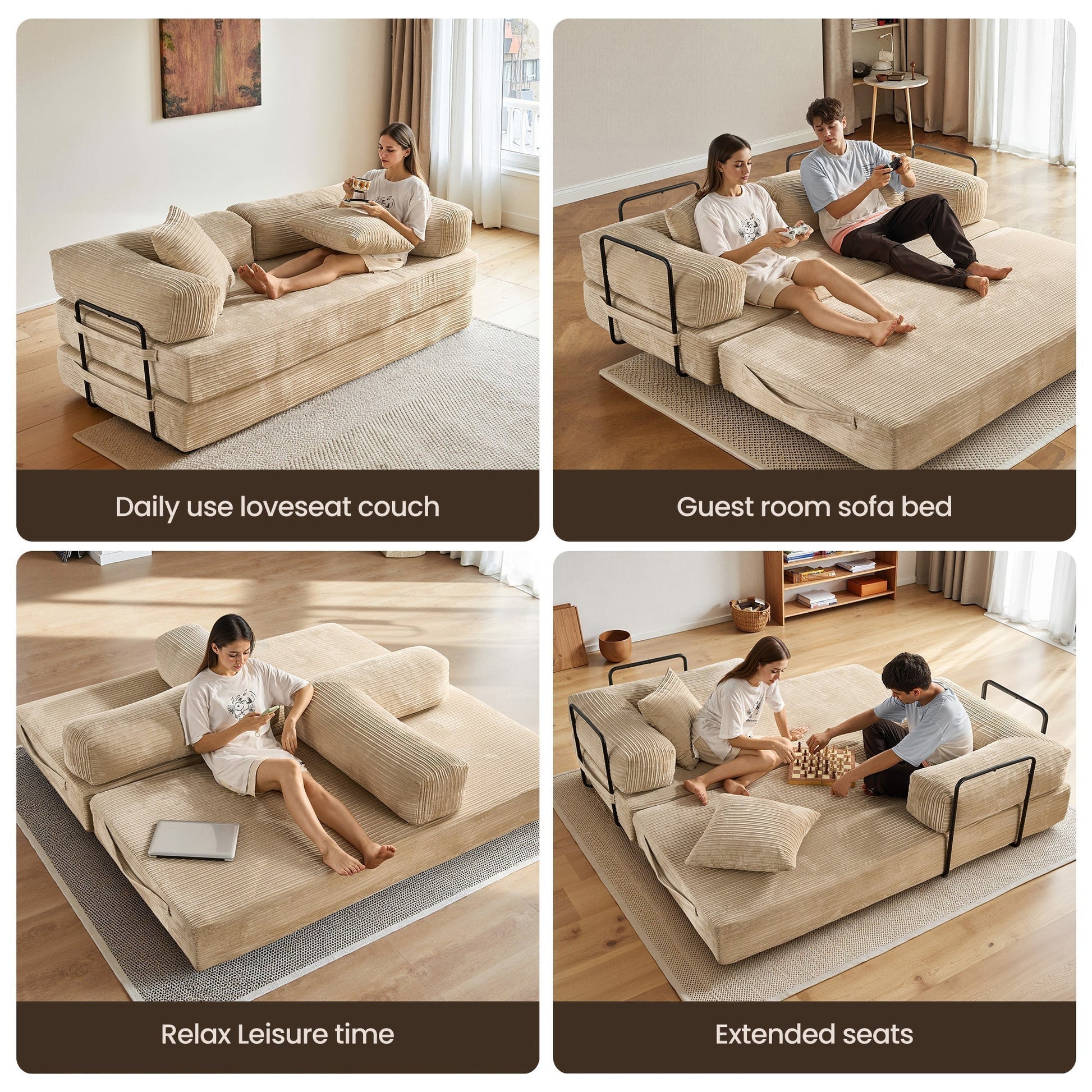 Ovios 80" Convertible Modular Sofa Bed