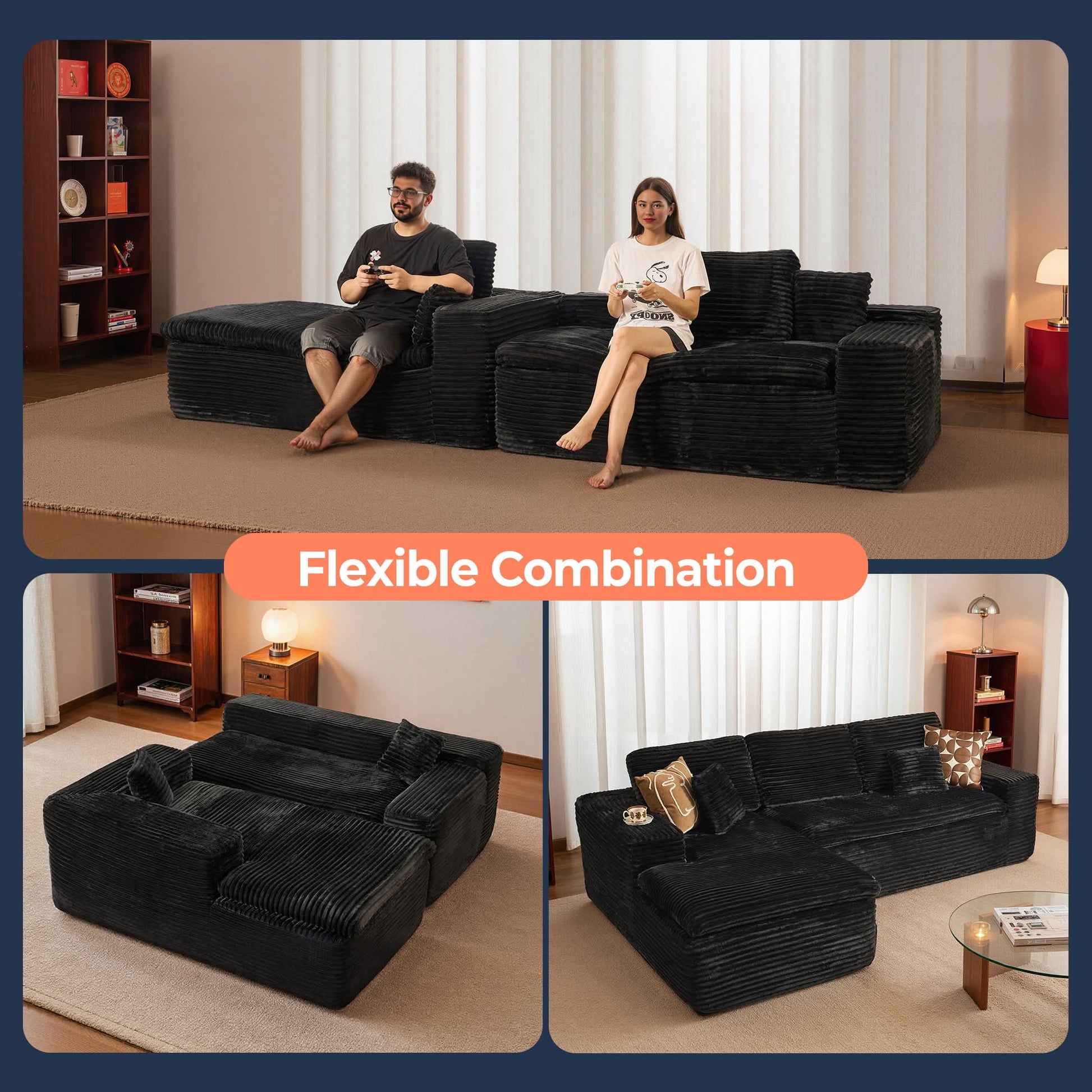 OVIOS 105" Modular Sectional Sofa with Chaise,Deep Seat Cloud Couch, Modern L-Shape