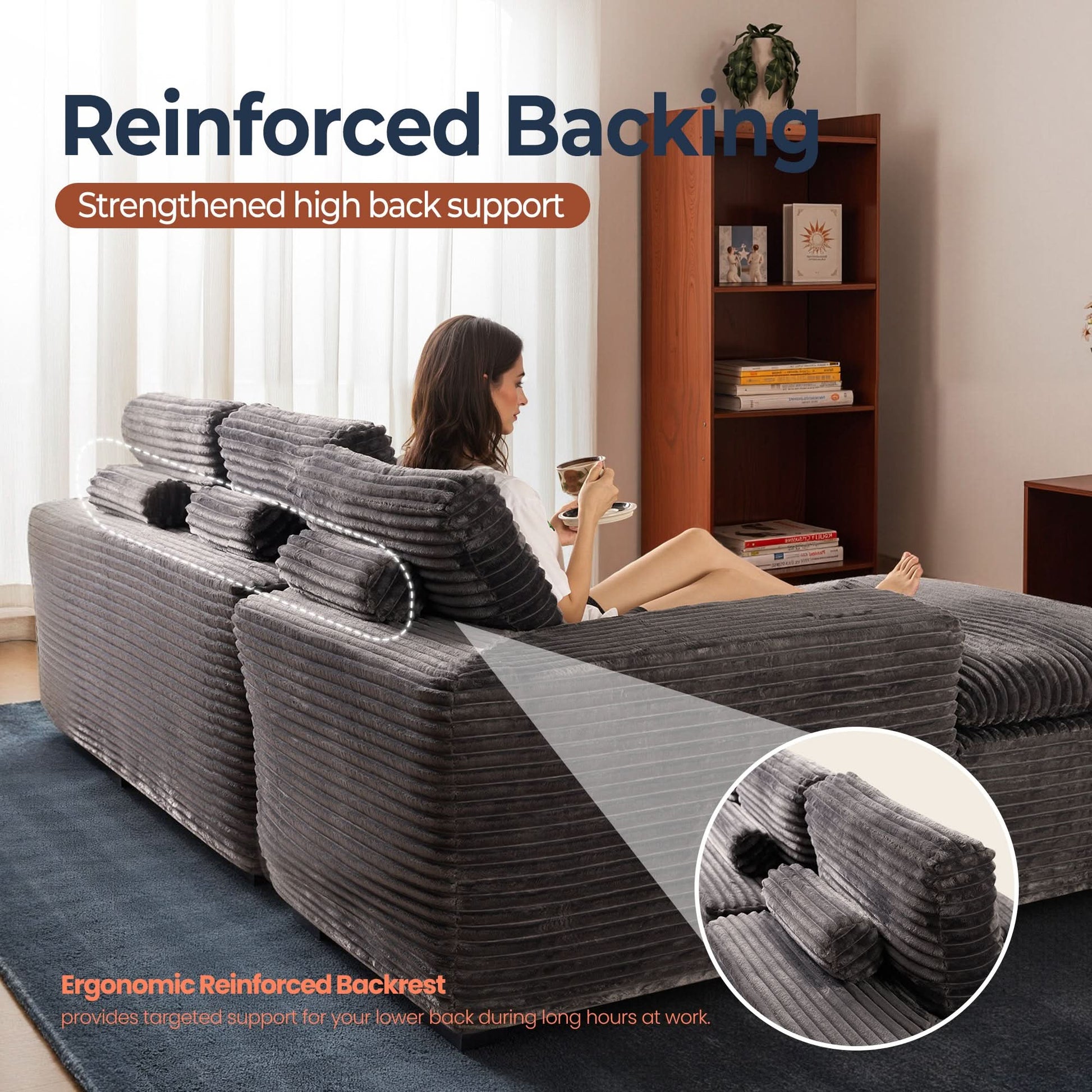 OVIOS 105" Modular L-Shape Sectional Sofa with Chaise, Deep Seat Cloud Couch