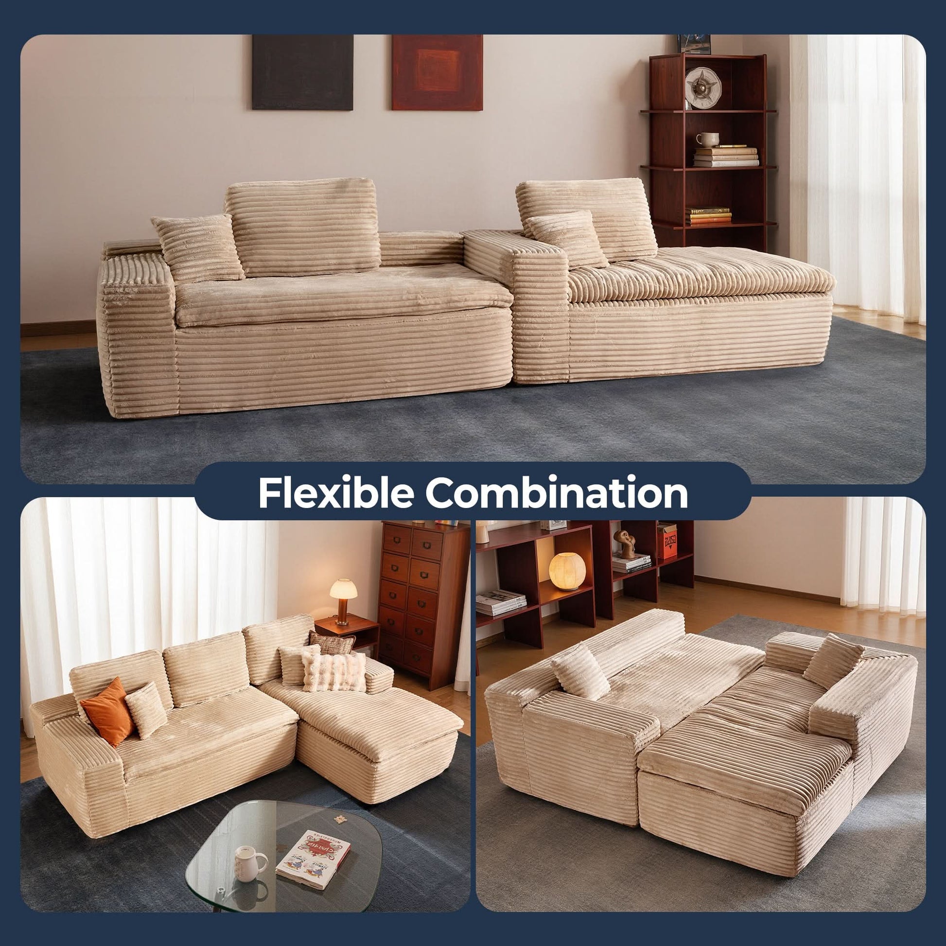 OVIOS 105" Modular Sectional Sofa with Chaise,Deep Seat Cloud Couch, Modern L-Shape