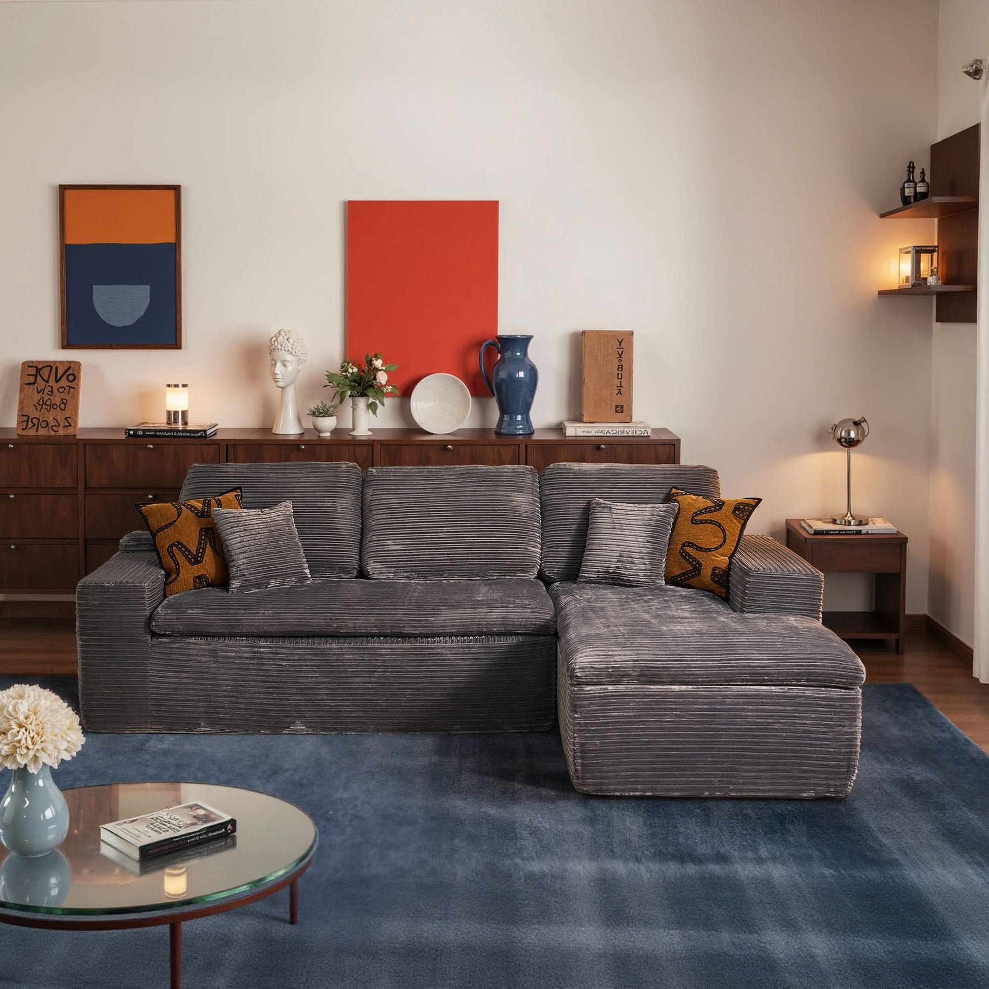 OVIOS 105" Modular L-Shape Sectional Sofa with Chaise, Deep Seat Cloud Couch