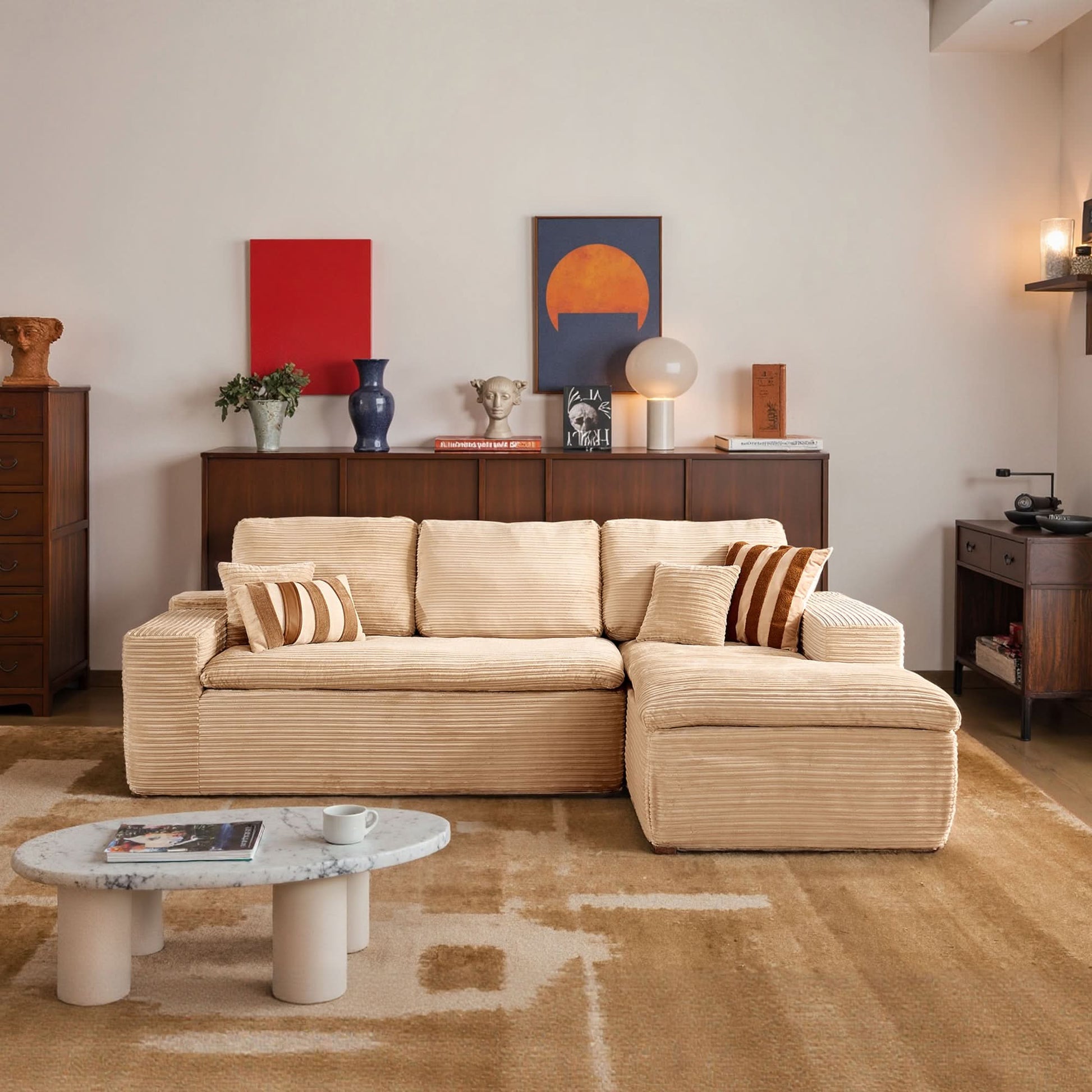 OVIOS 105" Modular L-Shape Sectional Sofa with Chaise, Deep Seat Cloud Couch