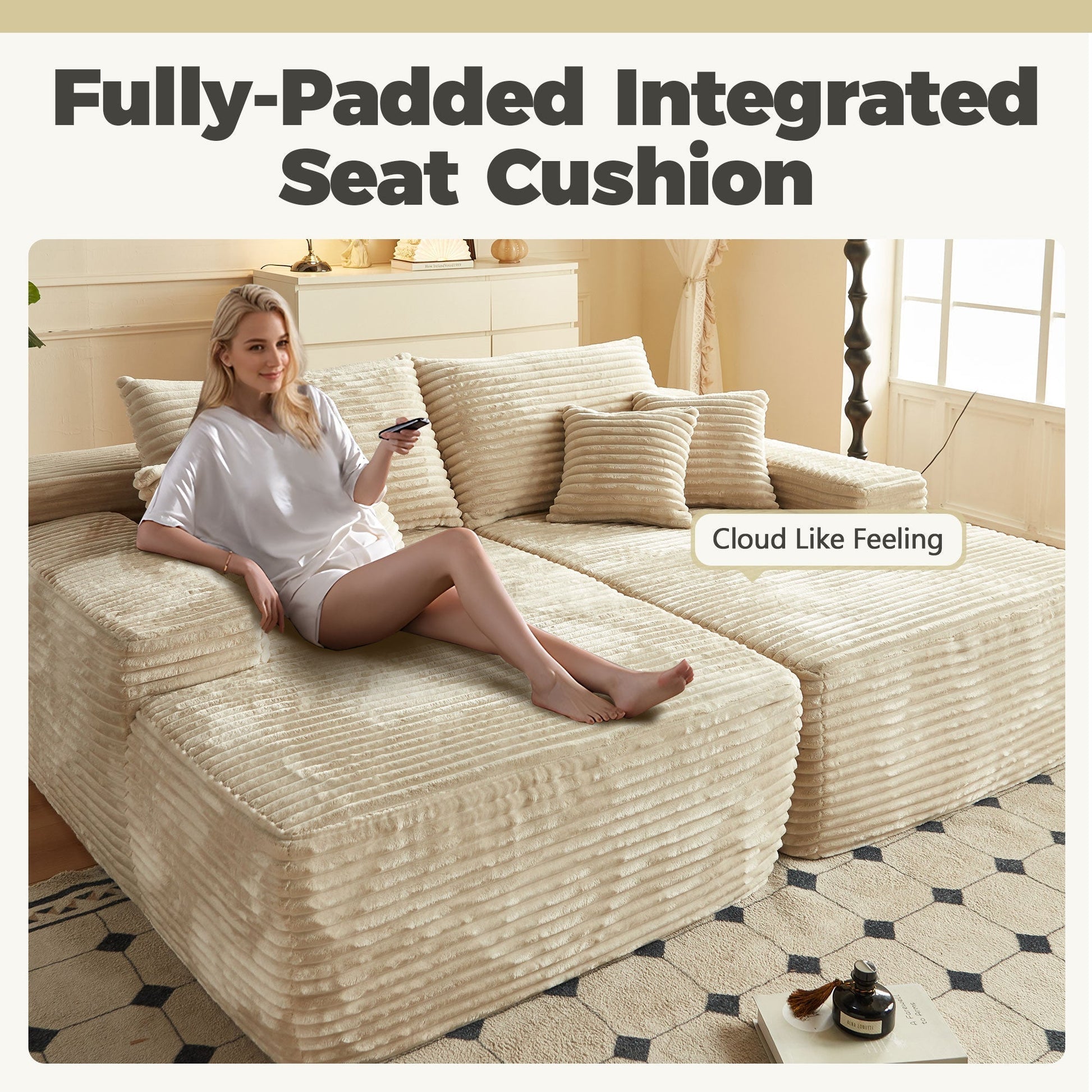 OVIOS 81" Boneless Sofa, Sleeper Couch, No Assembly Required