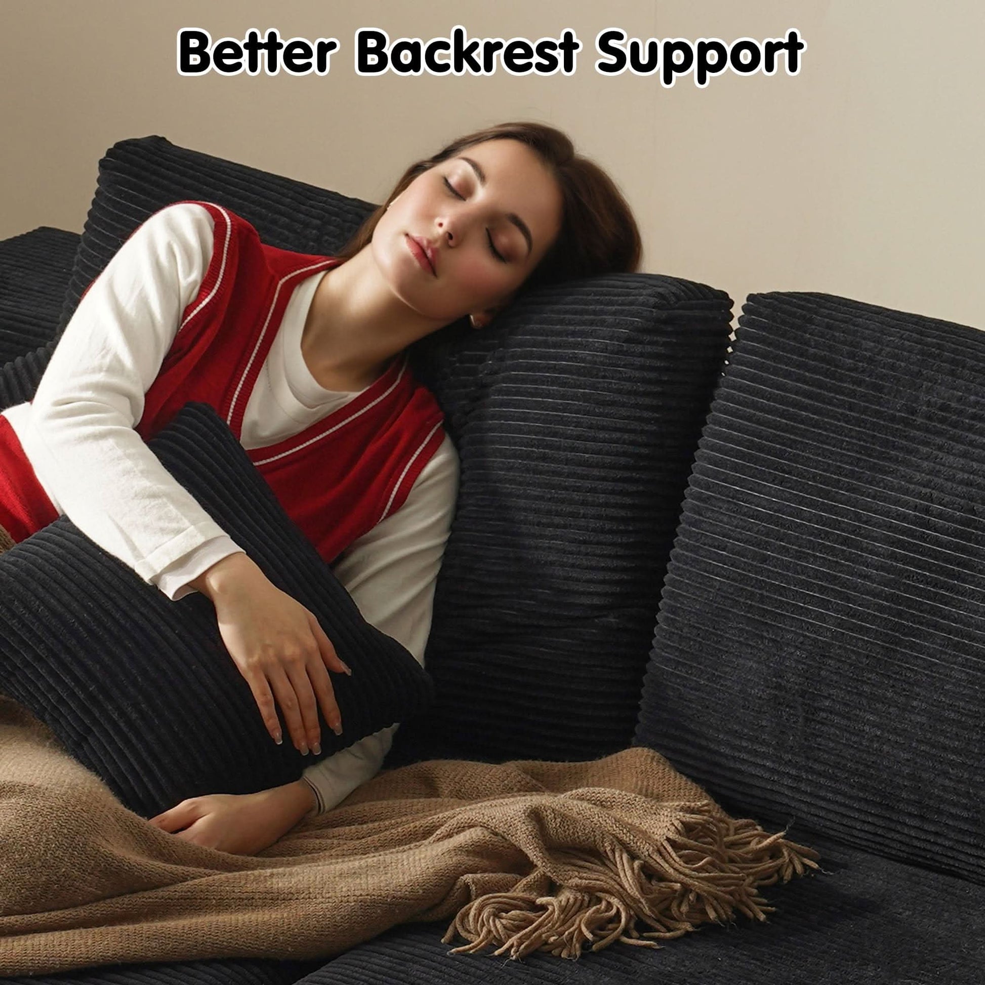 OVIOS 81.2" Cloud Plush Oversized Sectional with Double Chaise – Sofa Bed Comfort, No Assembly Required