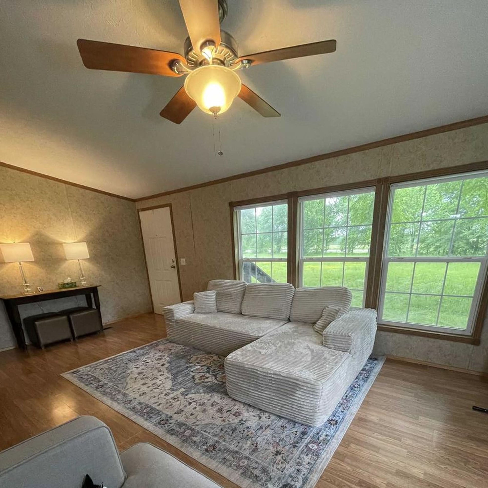 OVIOS 104" L-Shape Modular Couch with Chaise, Plush Corduroy Fabric, No Assembly Required