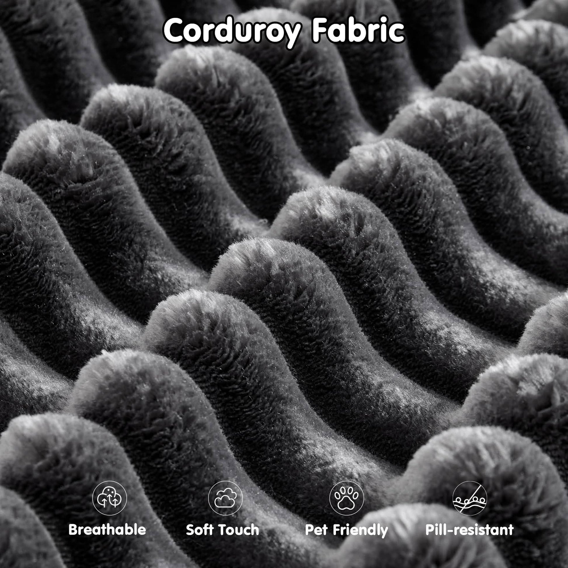 OVIOS 104" L-Shape Modular Couch with Chaise, Plush Corduroy Fabric, No Assembly Required