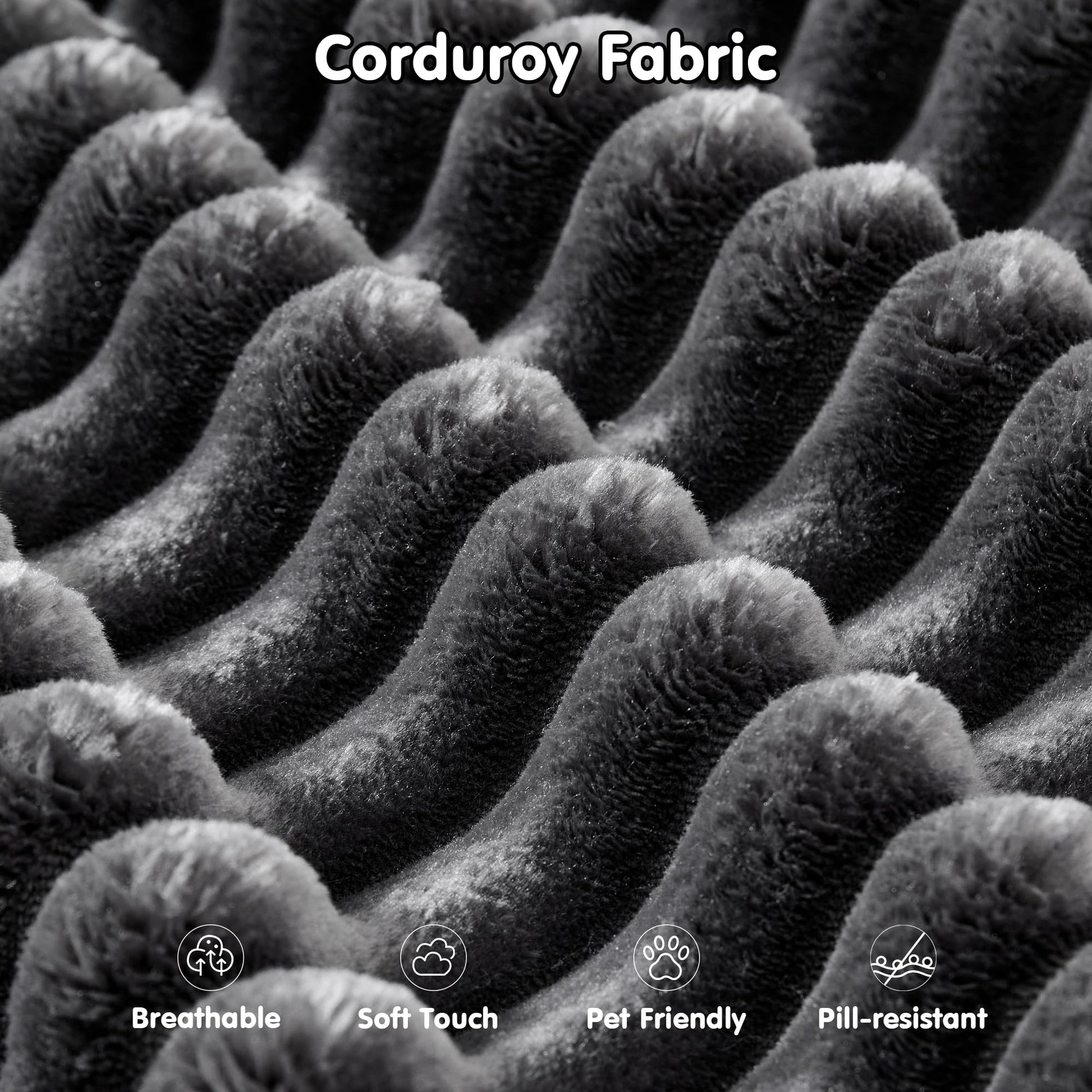 OVIOS 104" L-Shape Modular Couch with Chaise,Corduroy Fabric,No Assembly Required