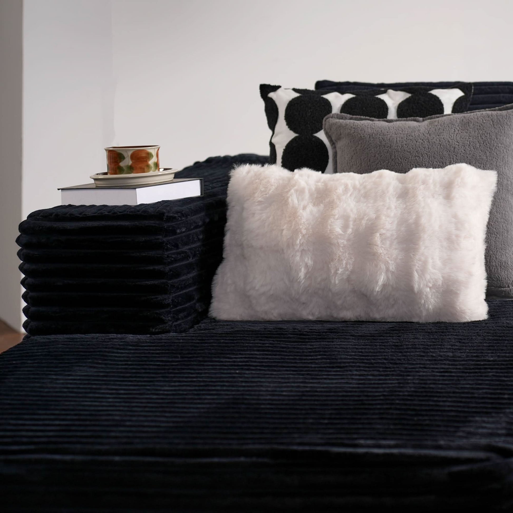 OVIOS 104" L-Shape Modular Couch with Chaise, Plush Corduroy Fabric, No Assembly Required