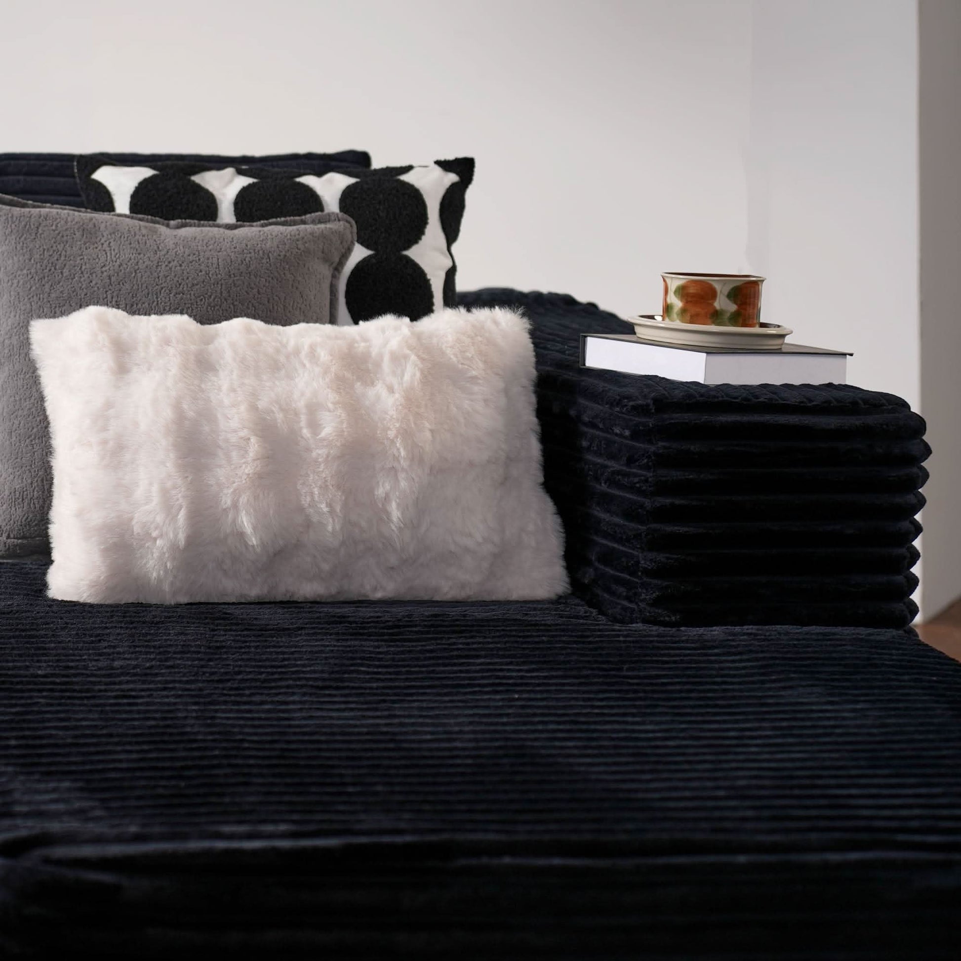 OVIOS 104" L-Shape Modular Couch with Chaise, Plush Corduroy Fabric, No Assembly Required