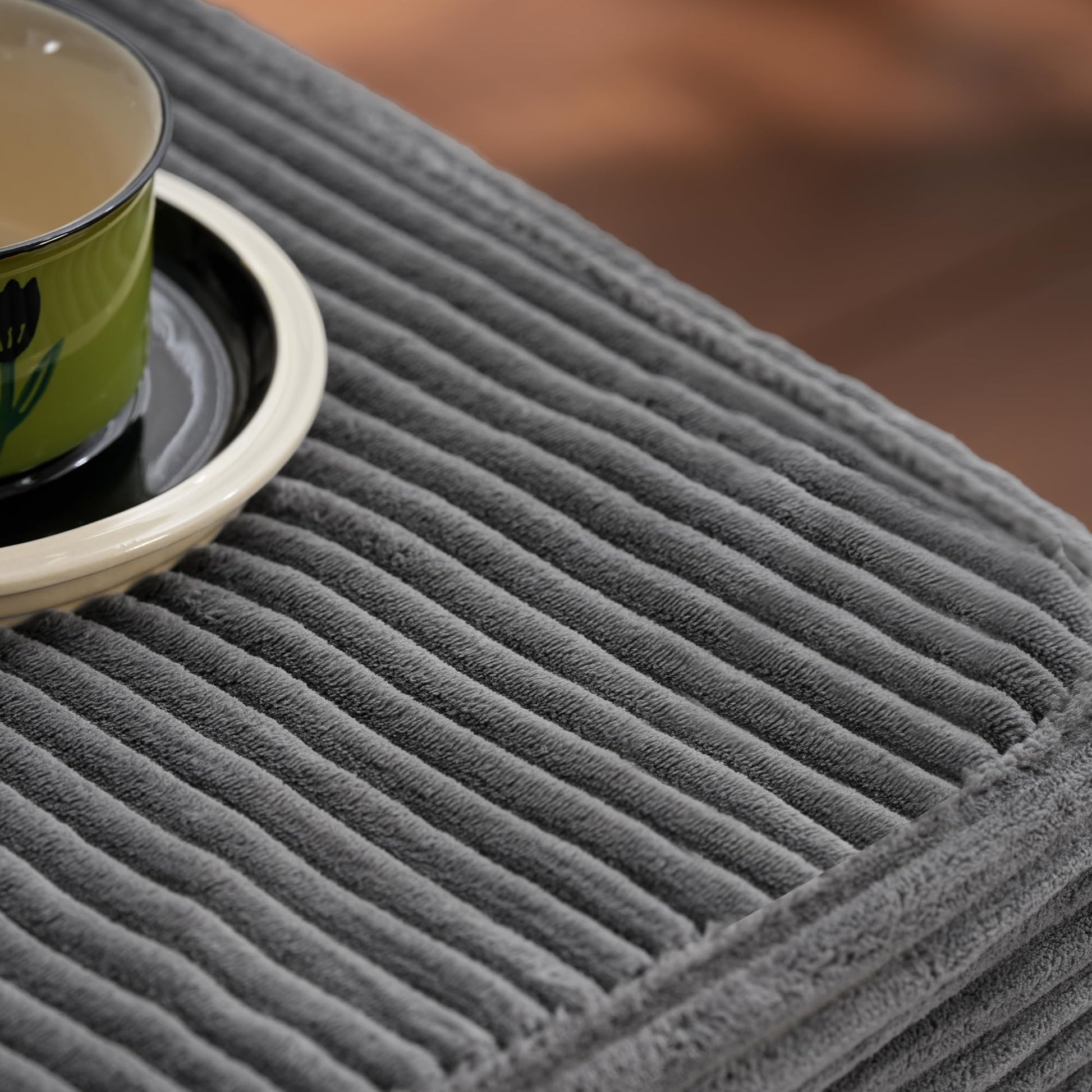 OVIOS 104" L-Shape Modular Couch with Chaise,Corduroy Fabric,No Assembly Required